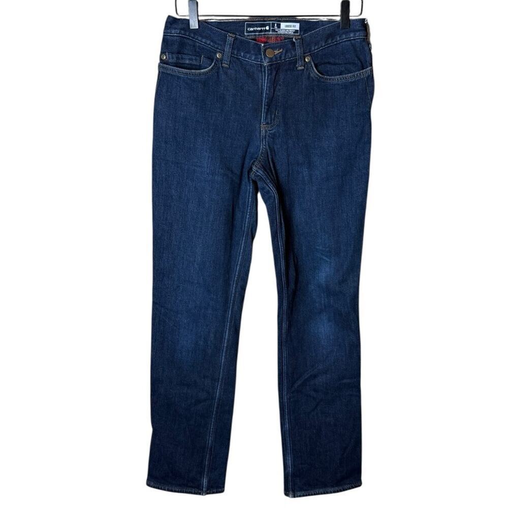 Carhartt Women’s Sz 8 Tall Loose Fit Jeans Flannel Lined